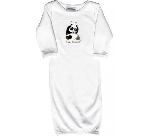 Panda Long-Sleeve White Sleeping Gown